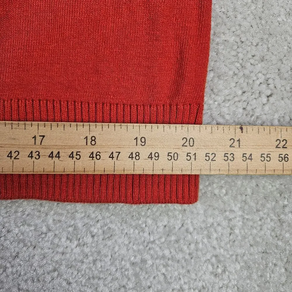 J Jill Sweater Womens M Orange Easy Fit V Neck Knit Lightweight Pullover - Picture 6 of 8